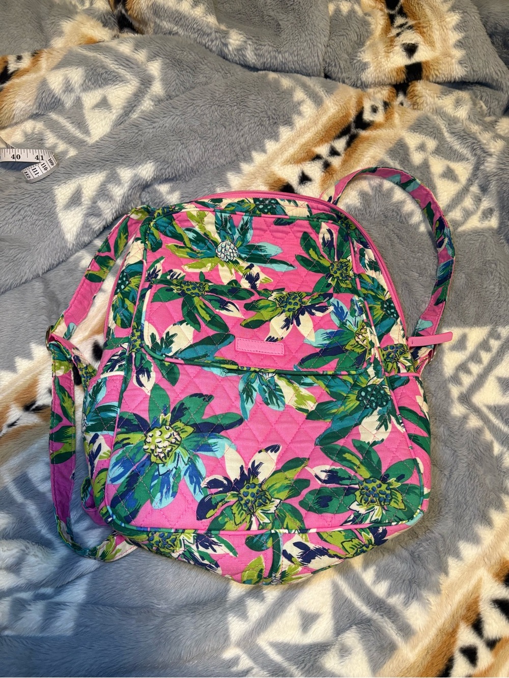 Vera Bradley Pink Floral Quilted Backpack Crossbody